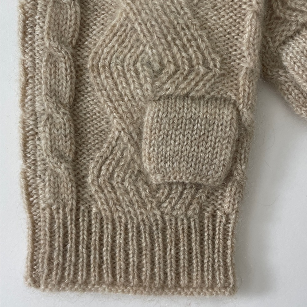 Oats & Rice Knit 100% Cashmere Fingerless Wrist Warmer Gloves - Picture 4 of 10